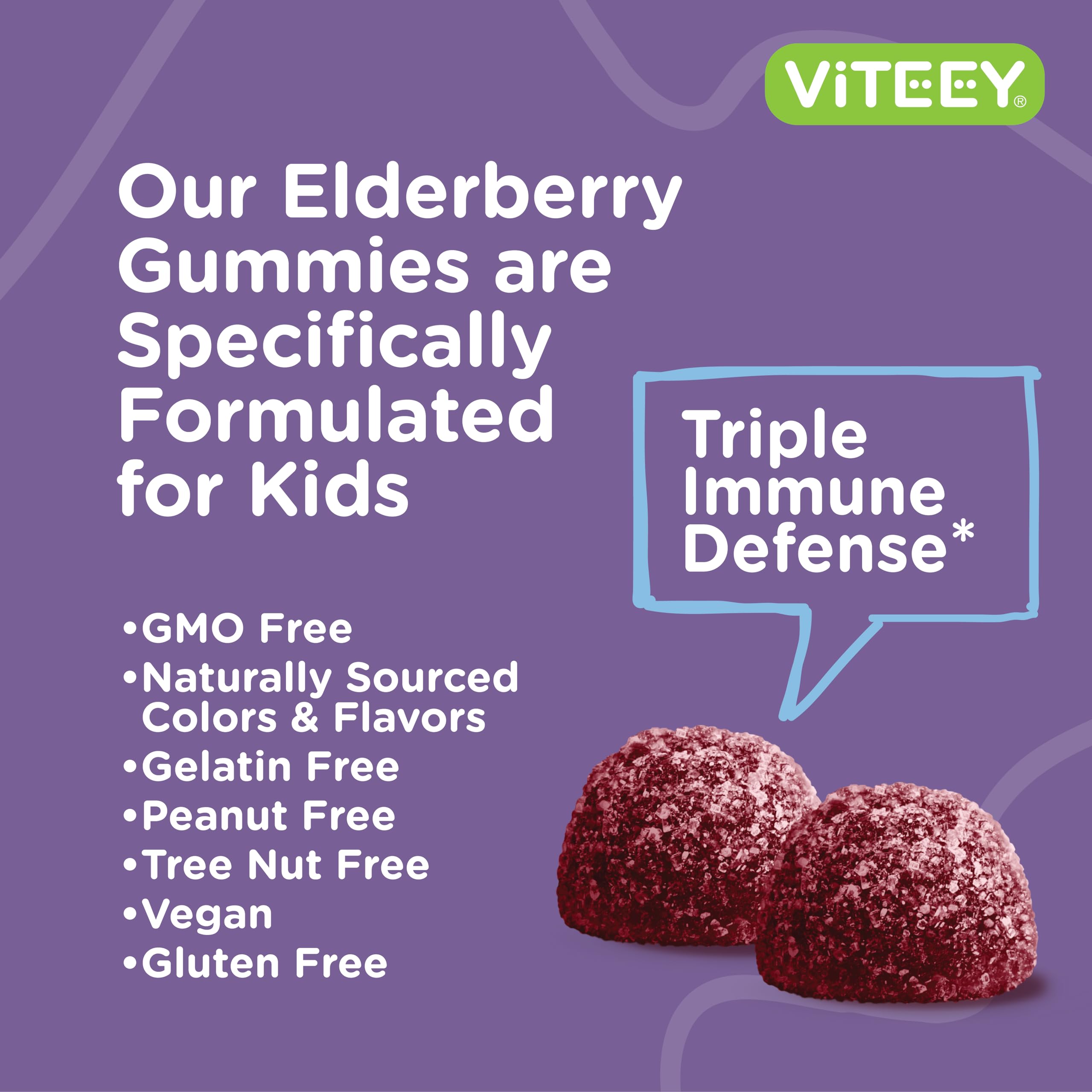 Viteey Elderberry Gummies on a kitchen counter