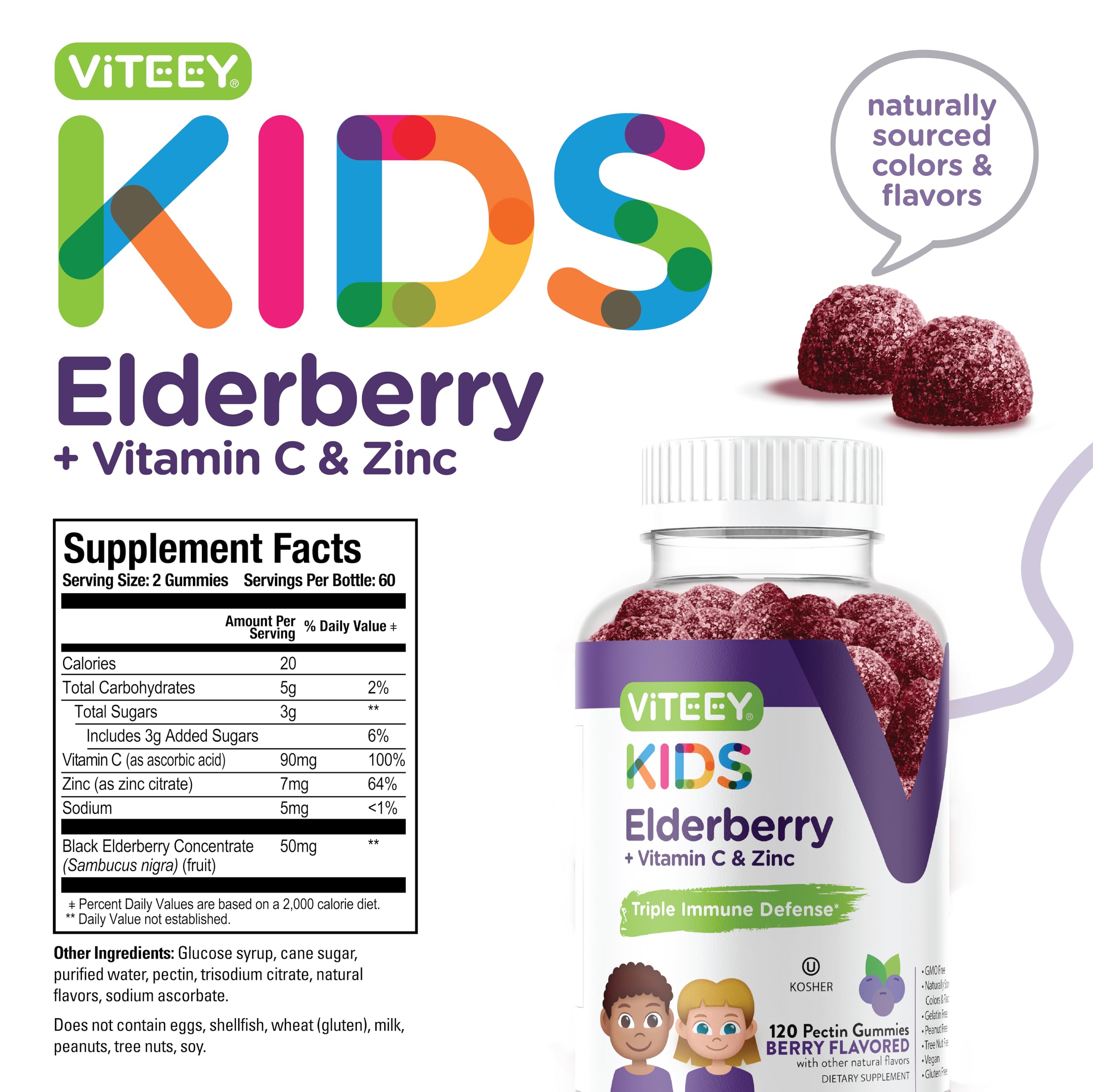 Viteey Elderberry Gummies on a wooden table