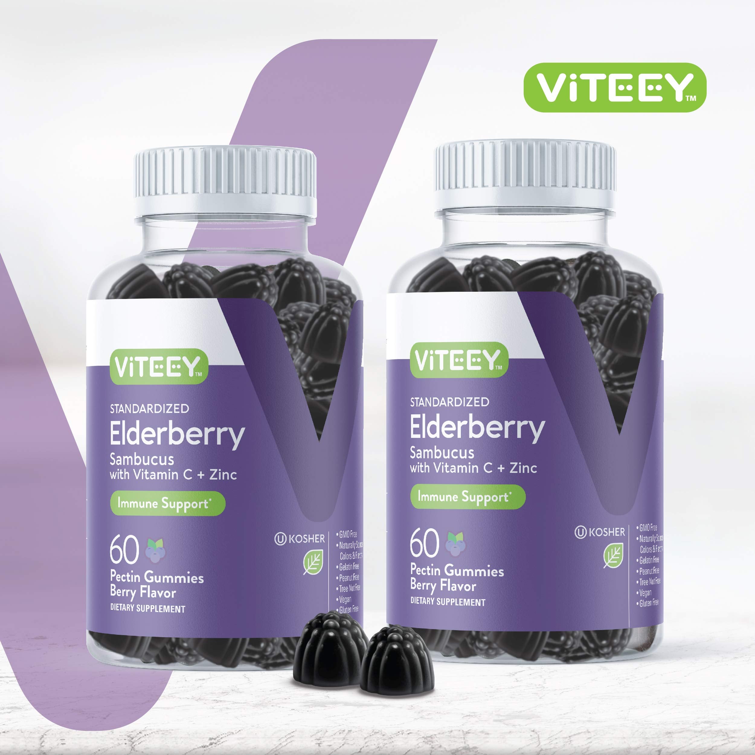 Viteey Elderberry Gummies packaging with berry flavour