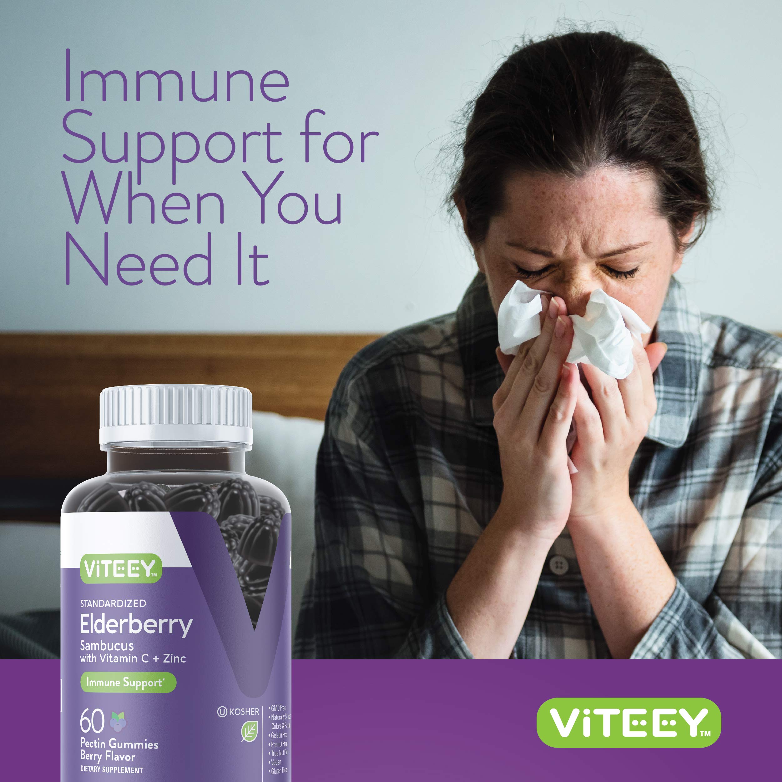 Viteey Elderberry Gummies showing serving size