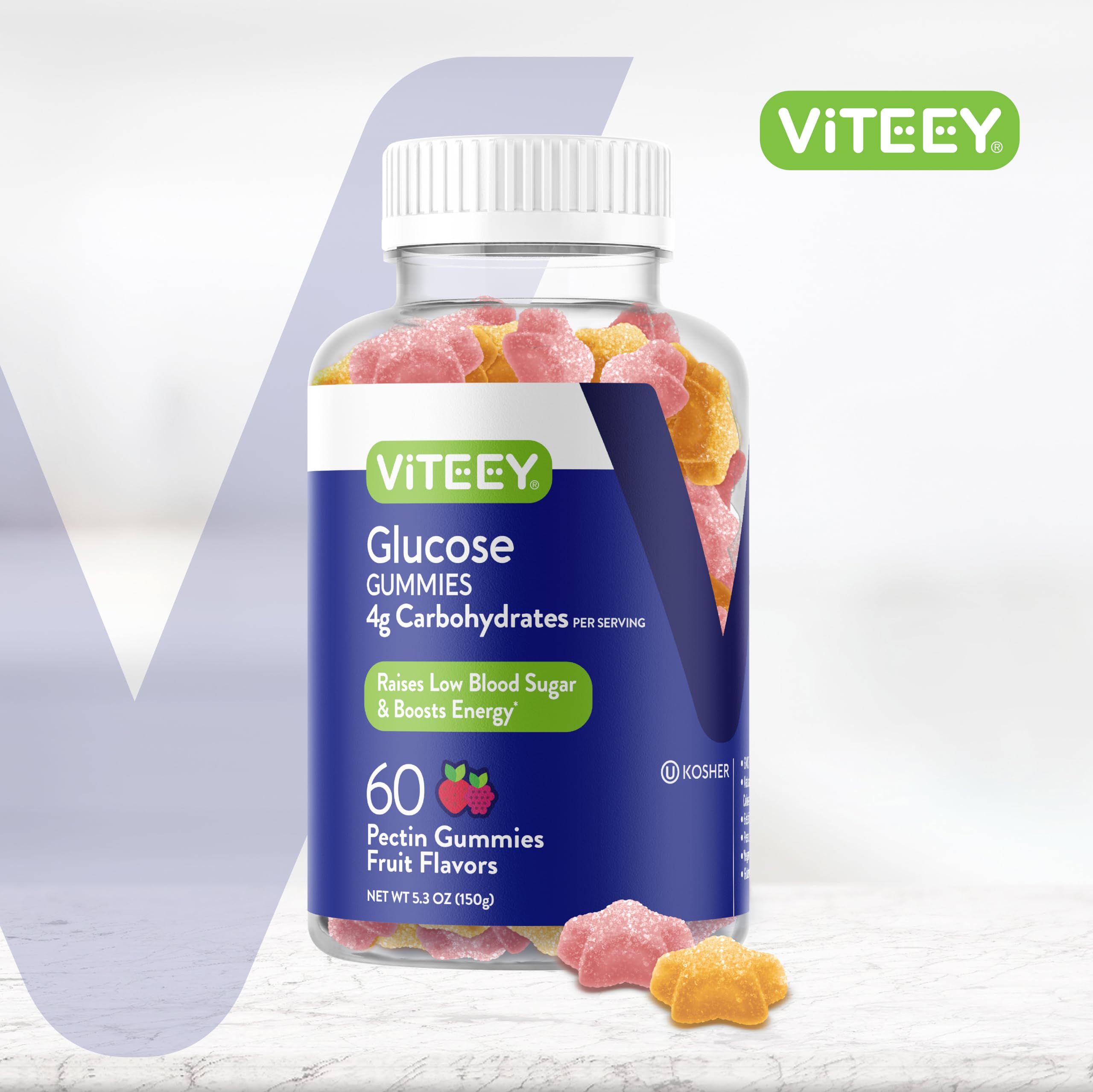 Viteey Fruit Flavoured Gummies side view showing gummy texture