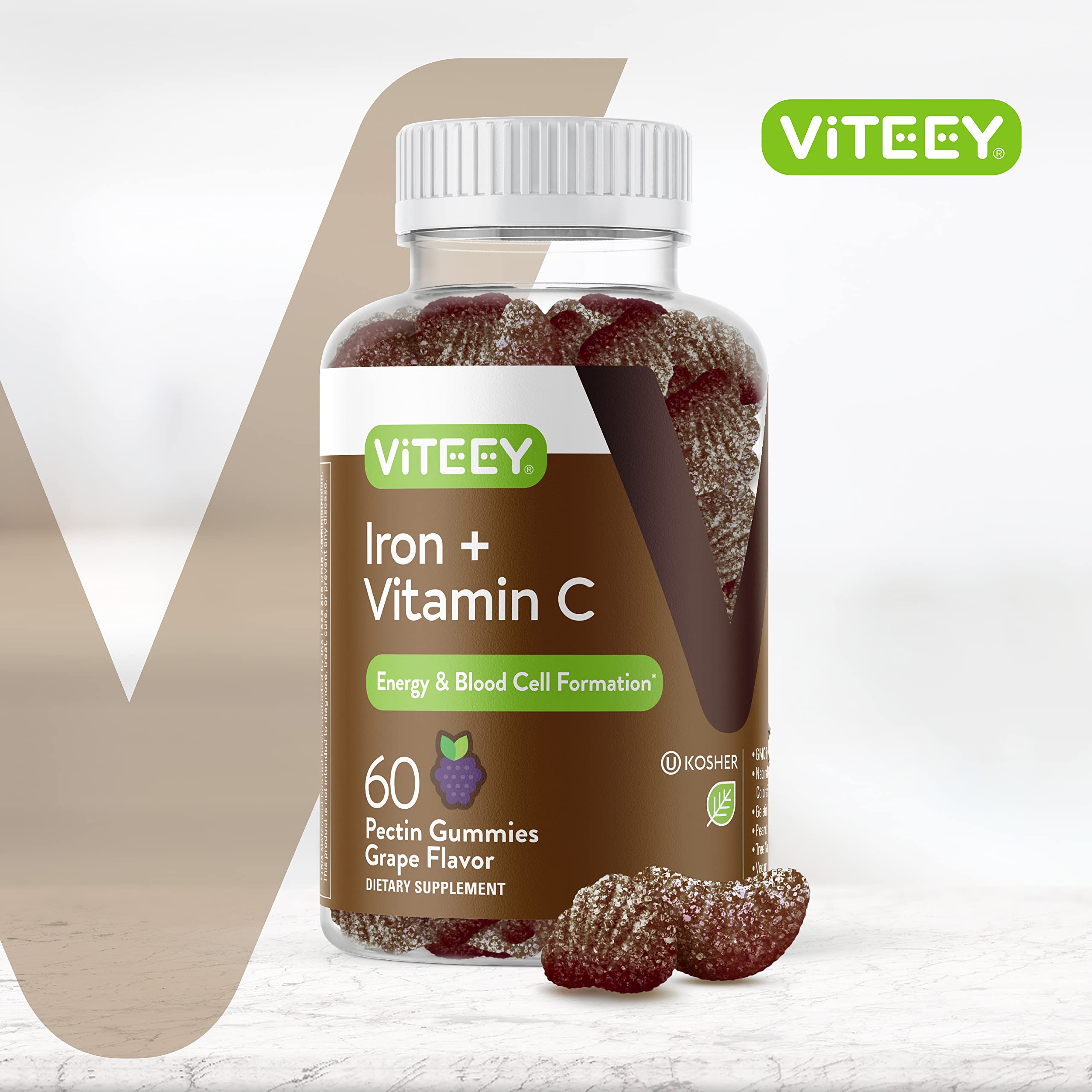 Viteey Iron Gummies grape flavour close-up