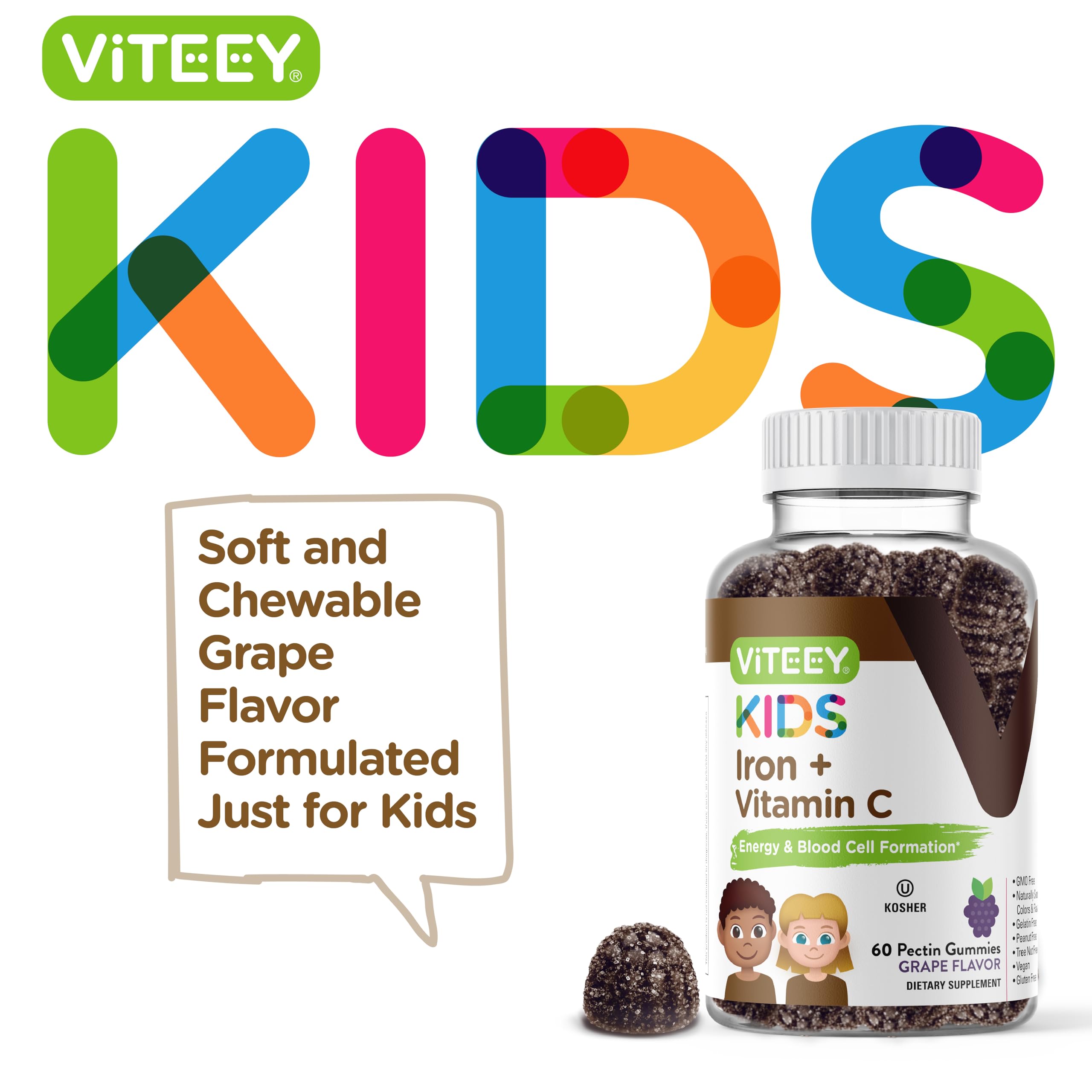 Viteey Iron Gummies grape flavour packaging