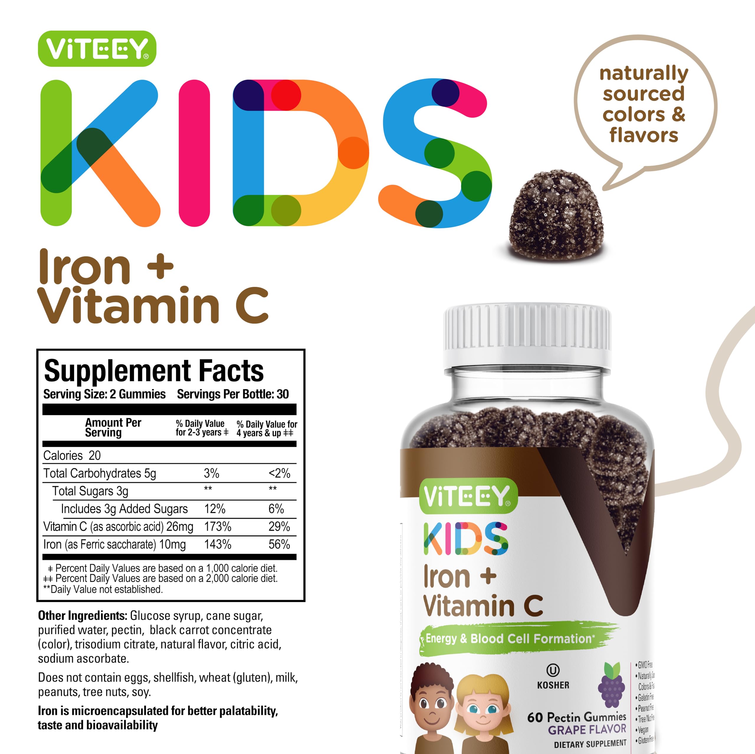 Viteey Iron Gummies nutritional information