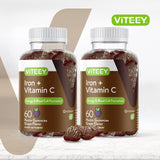Viteey Iron Gummies showing grape flavour gummies