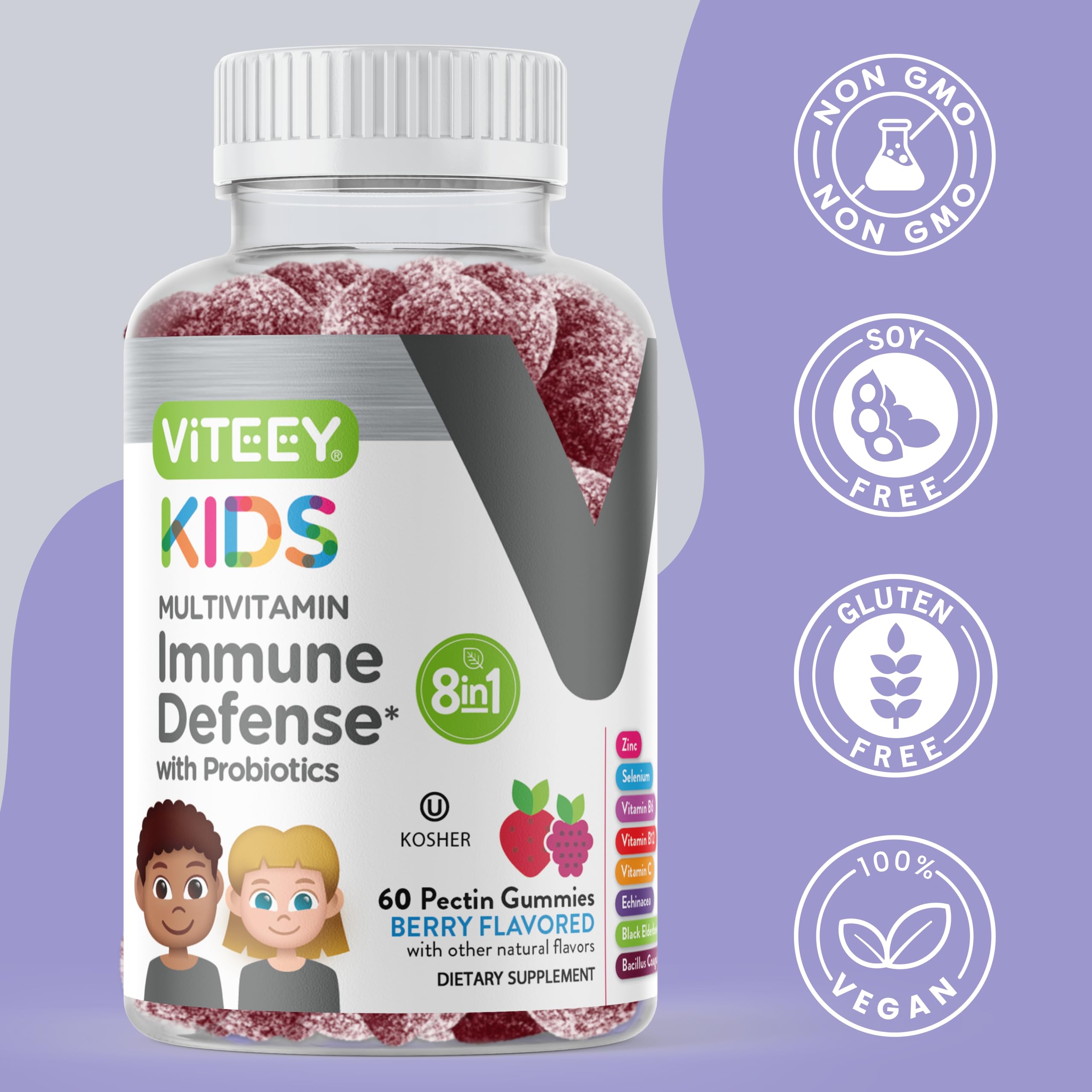 Viteey Kids Multivitamin Gummies 60 count bottle