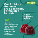 Viteey Kids Probiotic Gummies back view with ingredient list