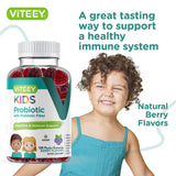 Viteey Kids Probiotic Gummies with a measuring spoon