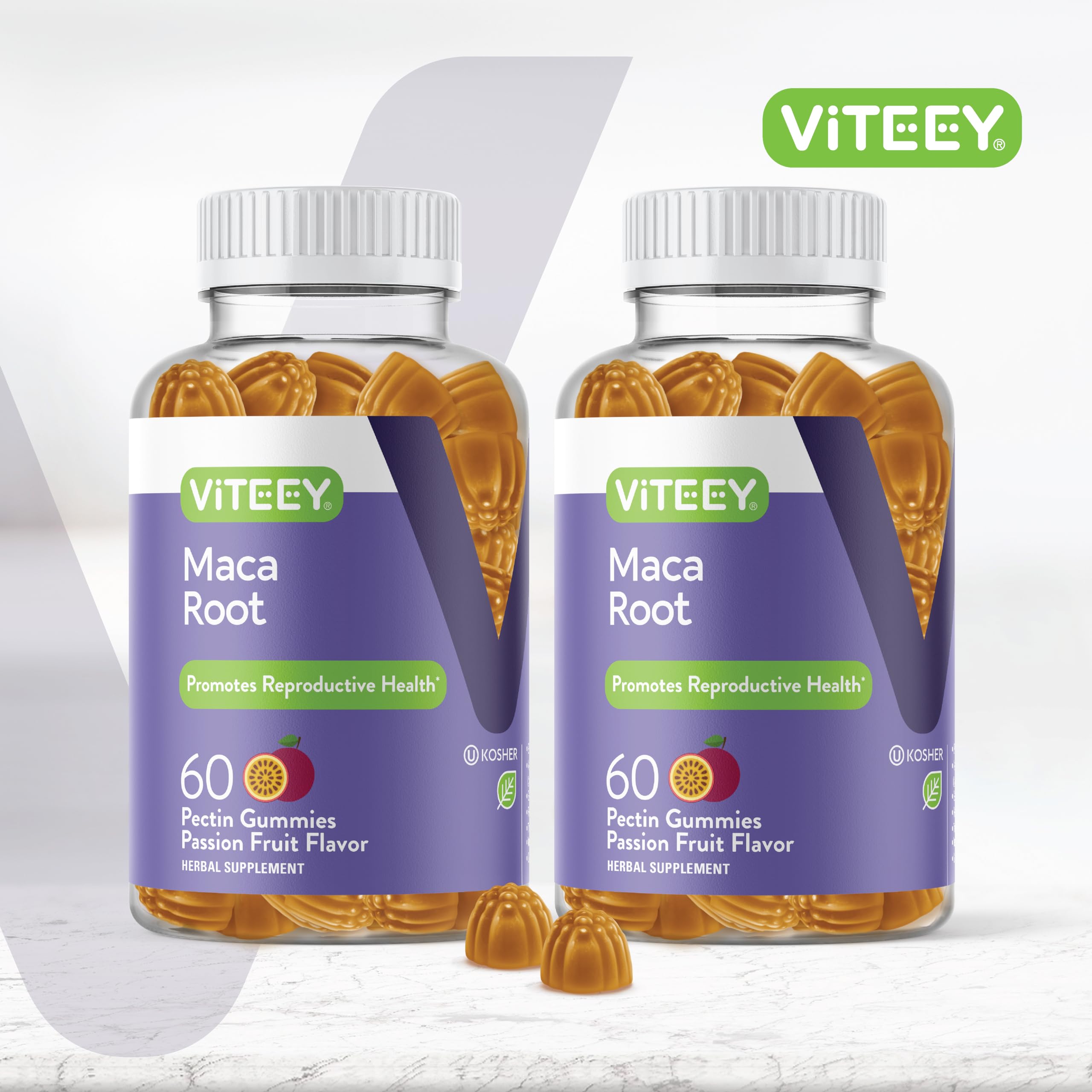 Viteey Maca Root Gummies passion fruit flavour close-up