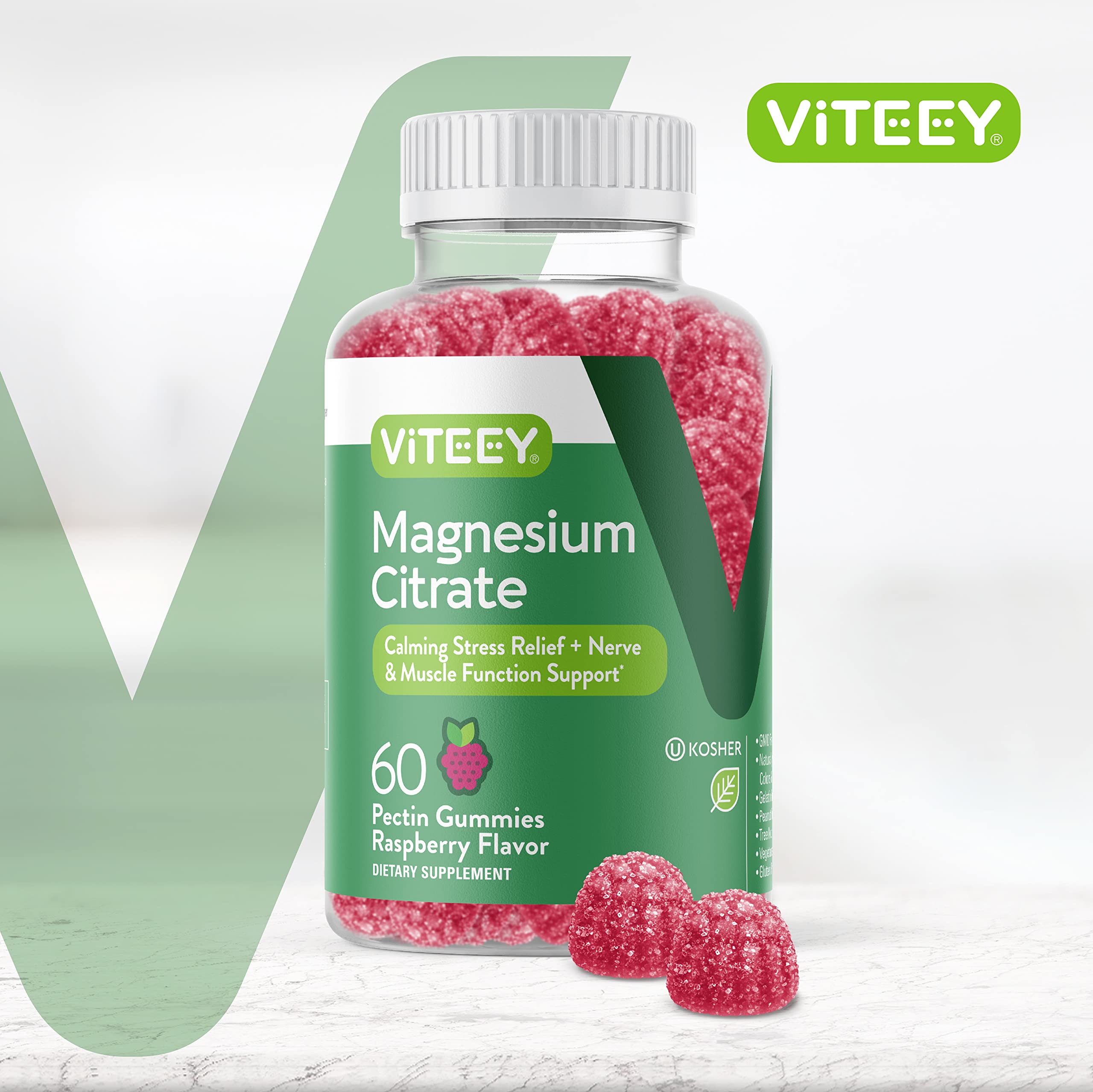 Viteey Magnesium Citrate Gummies raspberry flavour packaging