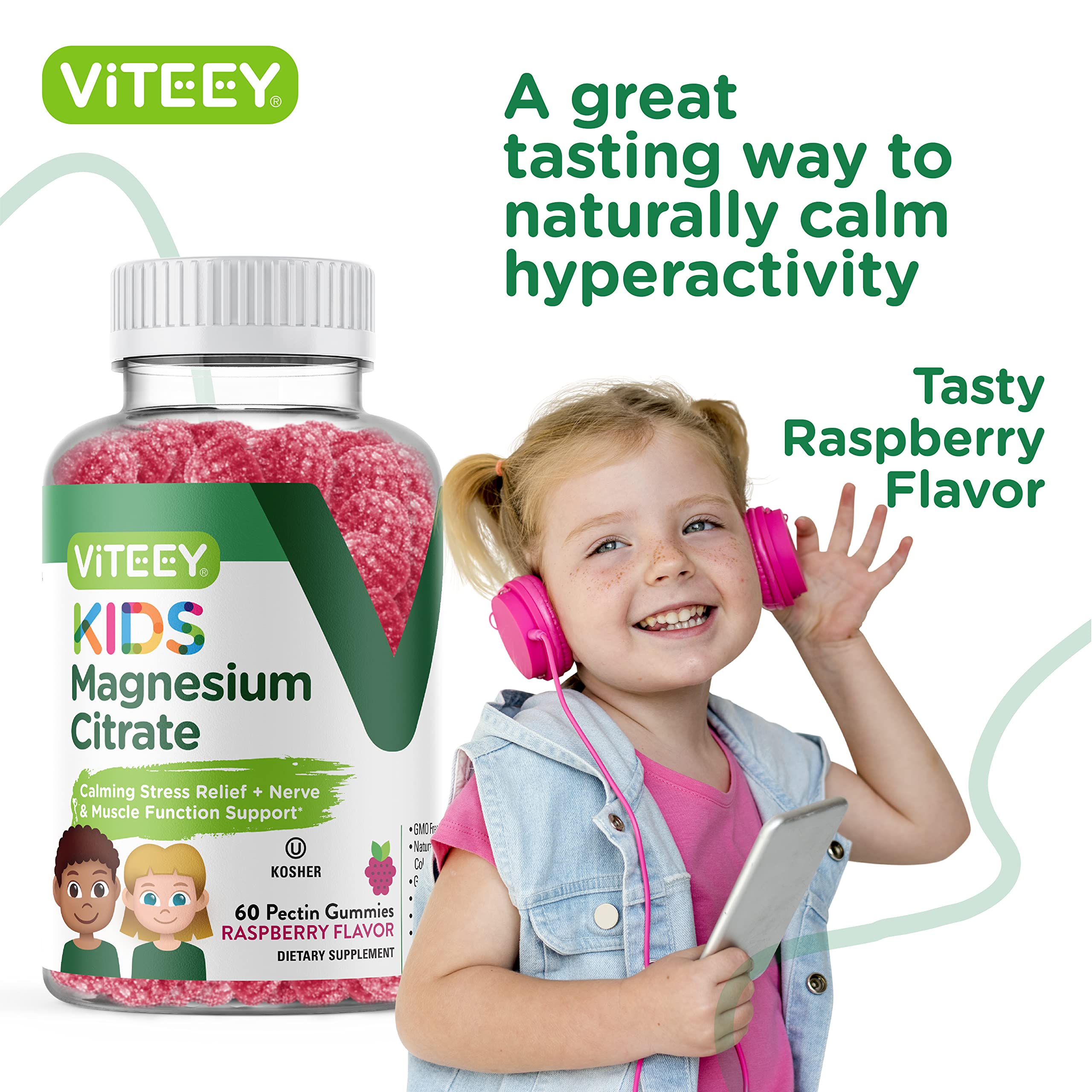 Viteey Magnesium Gummies on a kitchen counter