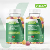 Viteey Magnesium Gummies raspberry and peach flavour close-up