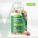 Viteey Magnesium Gummies raspberry and peach flavour close-up