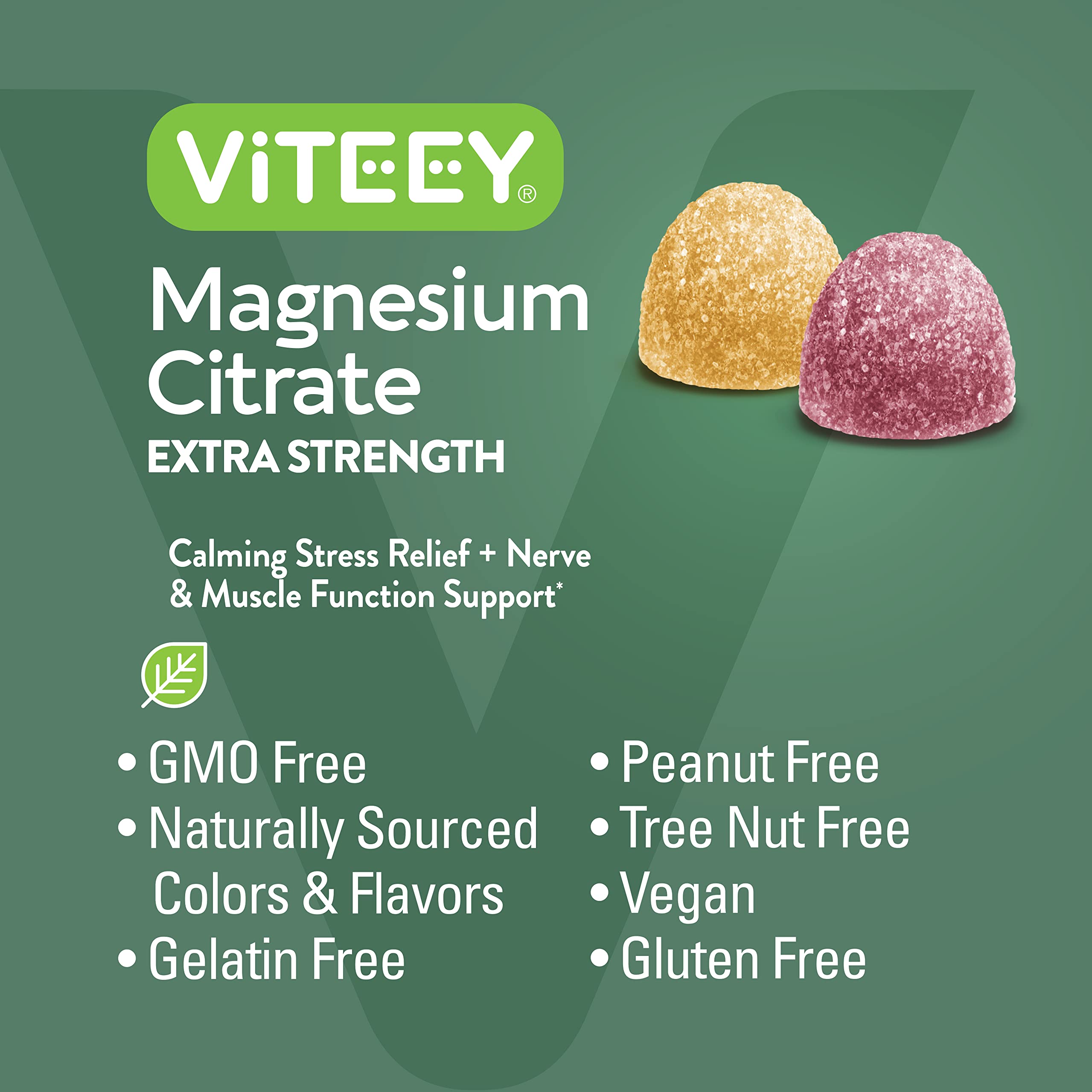 Viteey Magnesium Gummies with a measuring spoon