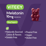 Viteey Melatonin Gummies 10mg back view of packaging with ingredients
