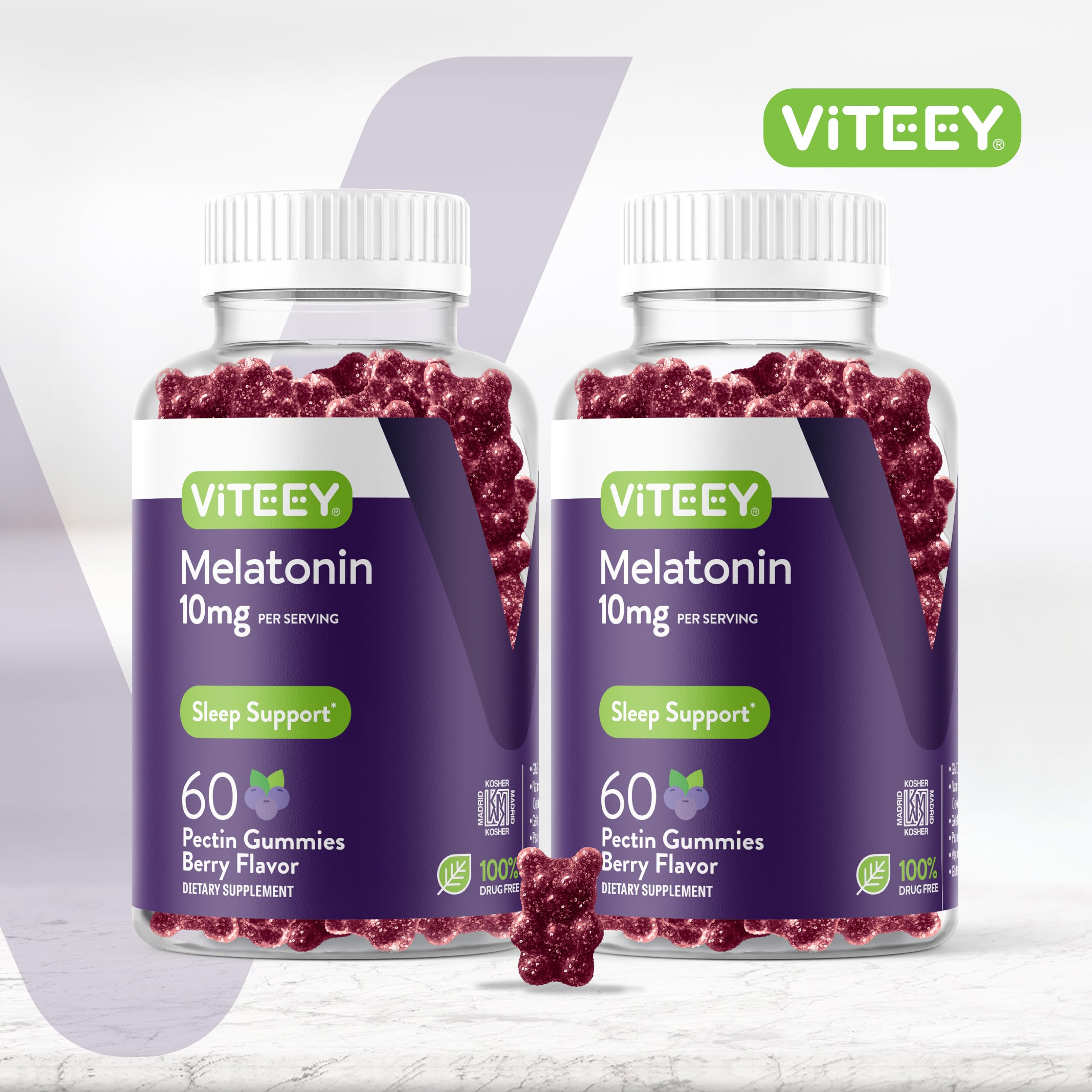 Viteey Melatonin Gummies 10mg close-up of gummies