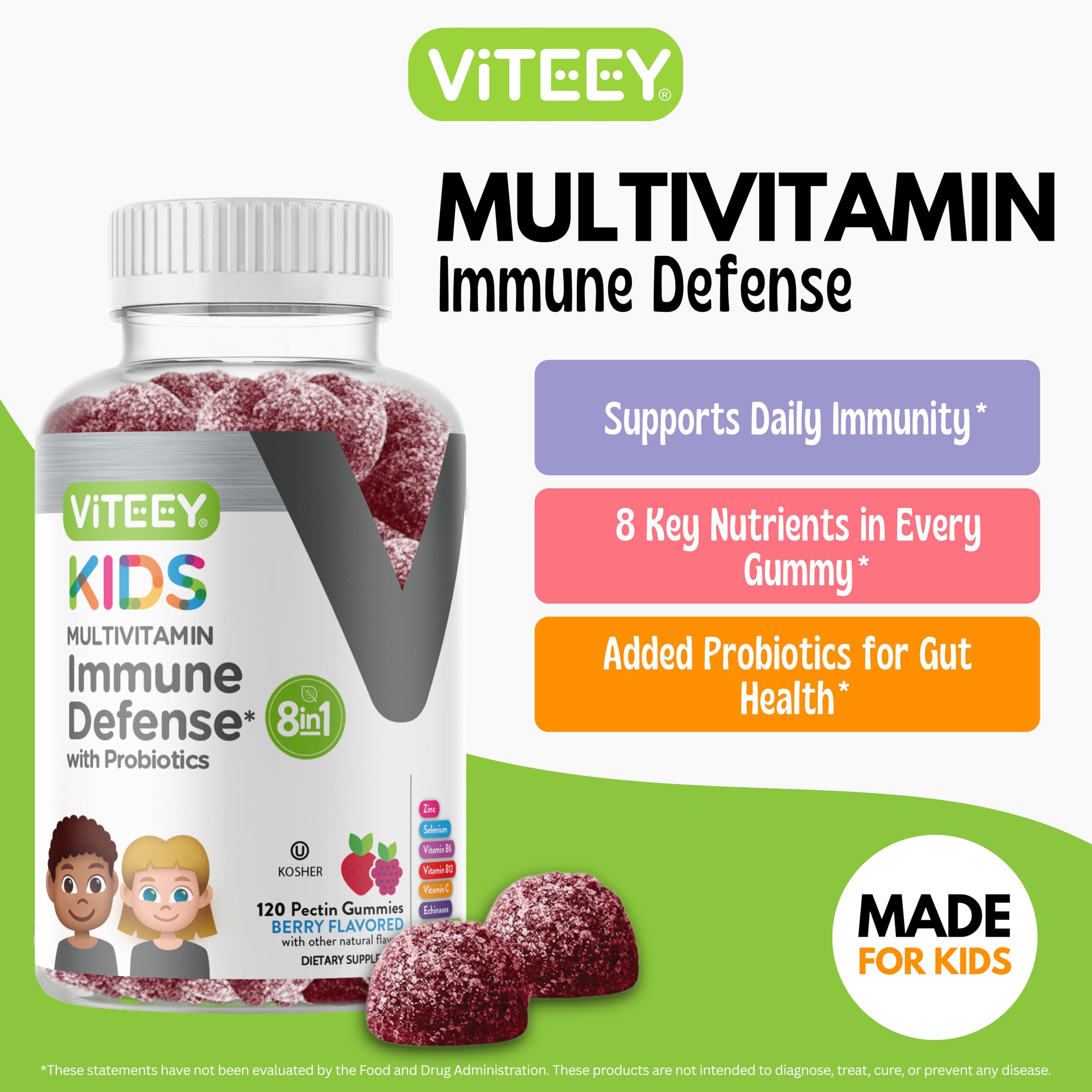 Viteey Multivitamin Gummies for Kids berry flavour gummies