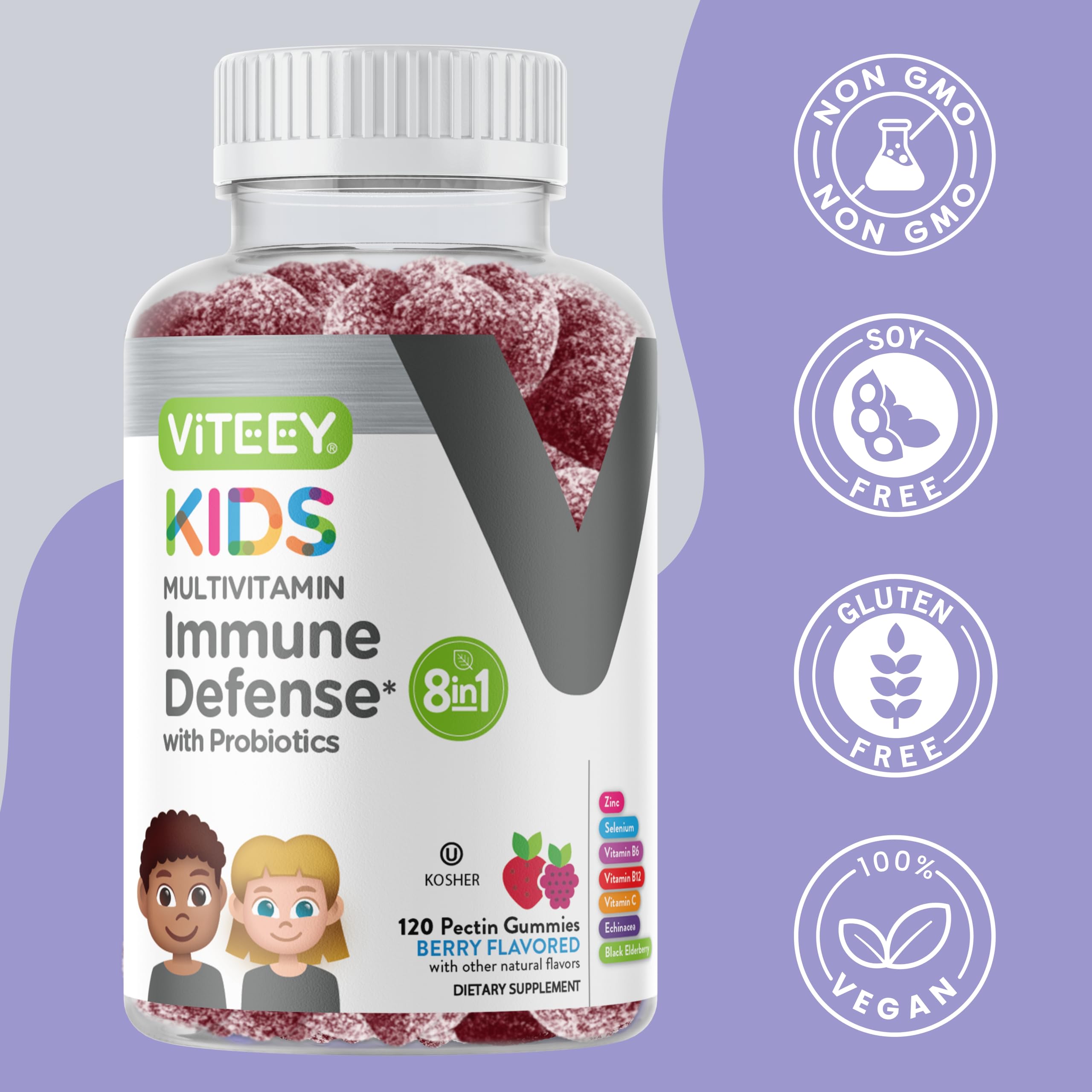 Viteey Multivitamin Gummies for Kids close-up of gummies