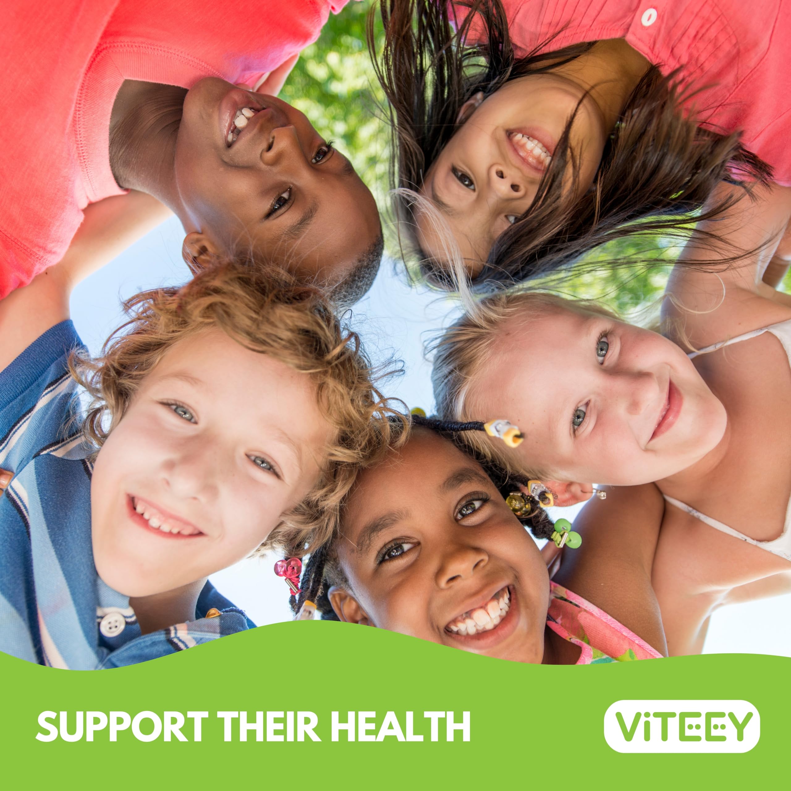 Viteey Multivitamin Gummies for Kids with gummies on a table