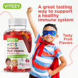 Viteey Multivitamin Gummies with a child's hand