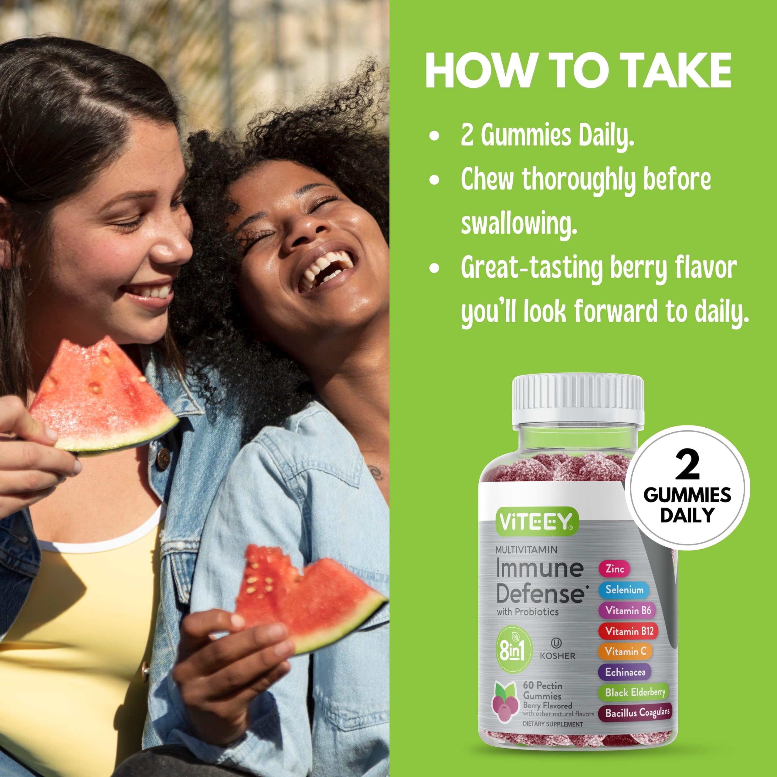 Viteey Multivitamin Gummies with nutritional information