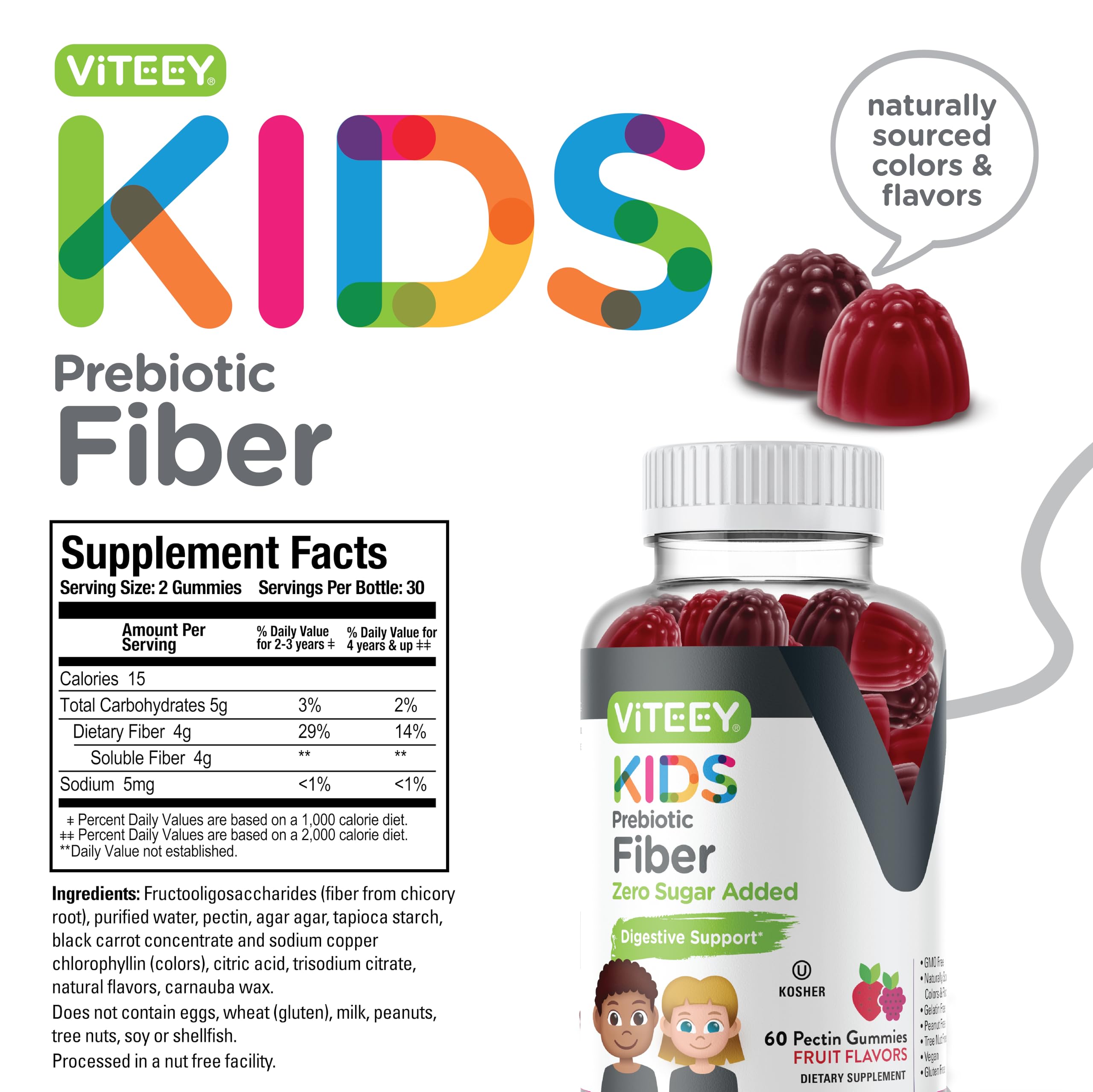Viteey Prebiotic Fiber Gummies packaging side view