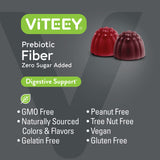 Viteey Prebiotic Fiber Gummies with a fruit background