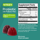 Viteey Prebiotic Gummies with a hand holding two gummies