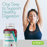 Viteey Probiotic Gummies displayed with fresh raspberries