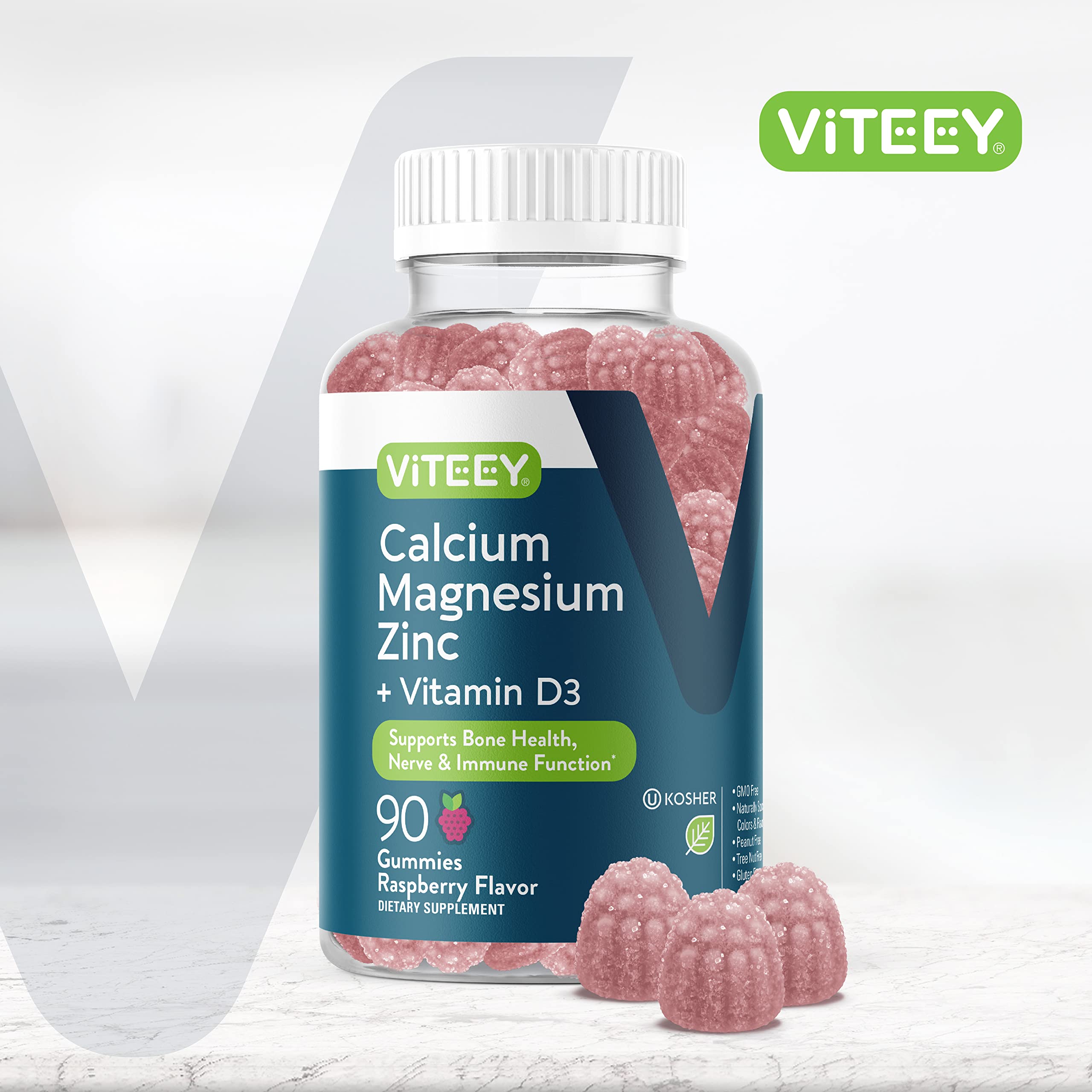 Viteey raspberry flavoured gummies close-up