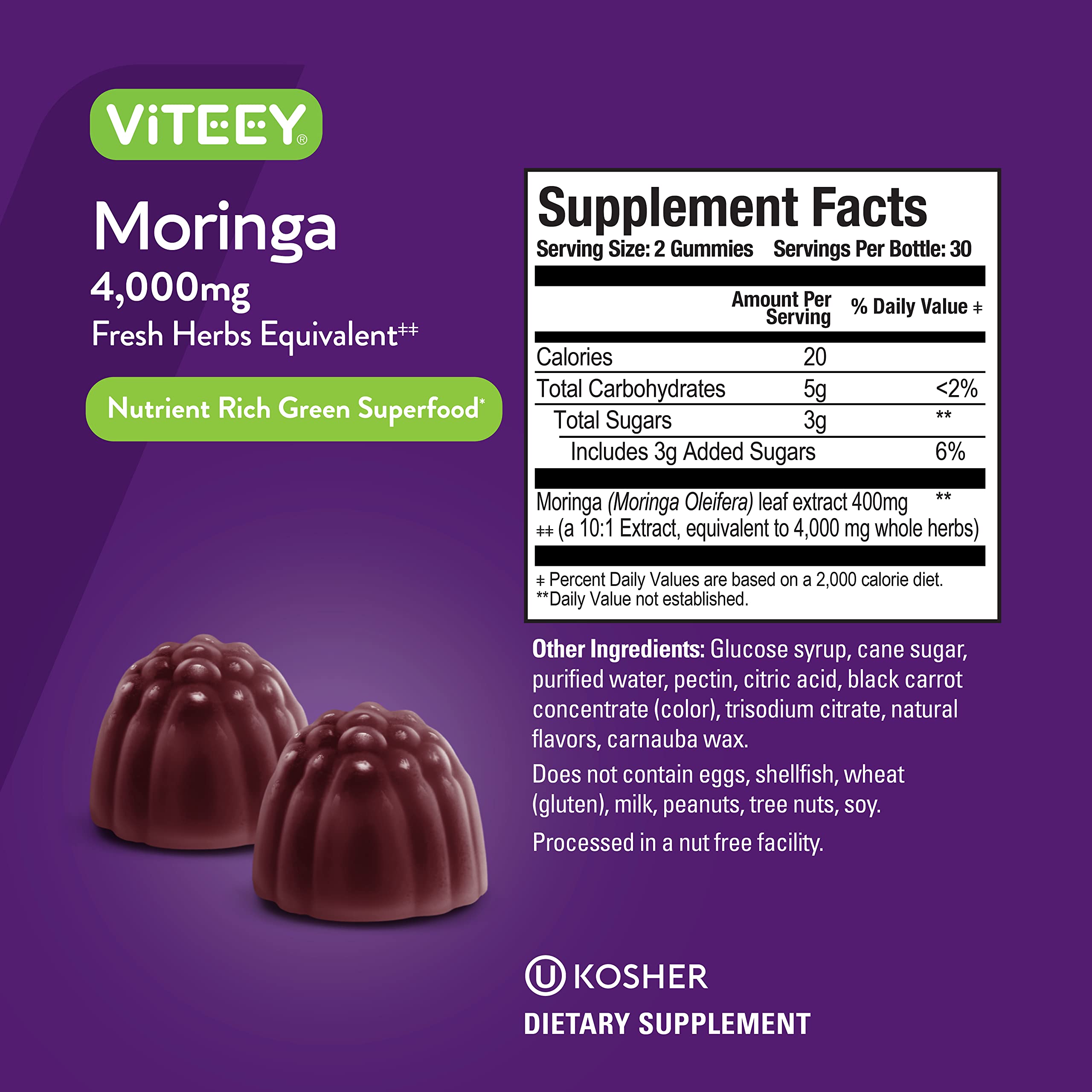 Viteey Super Green Gummies packaging details