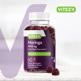 Viteey Super Green Gummies strawberry flavour close-up