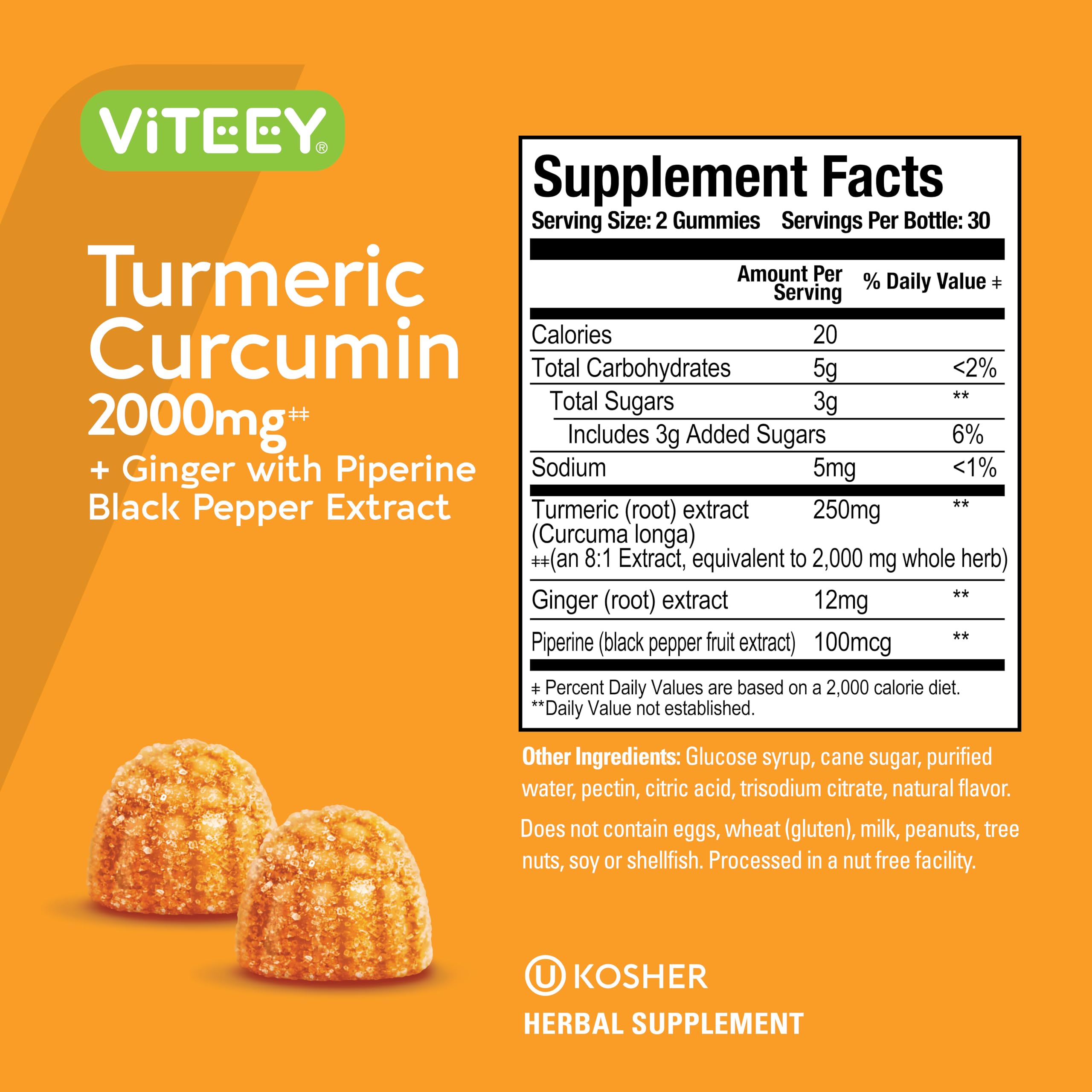 Viteey Turmeric Curcumin Gummies package side view