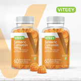 Viteey Turmeric Curcumin Gummies showing peach flavour
