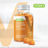 Viteey Turmeric Gummies showing peach flavour