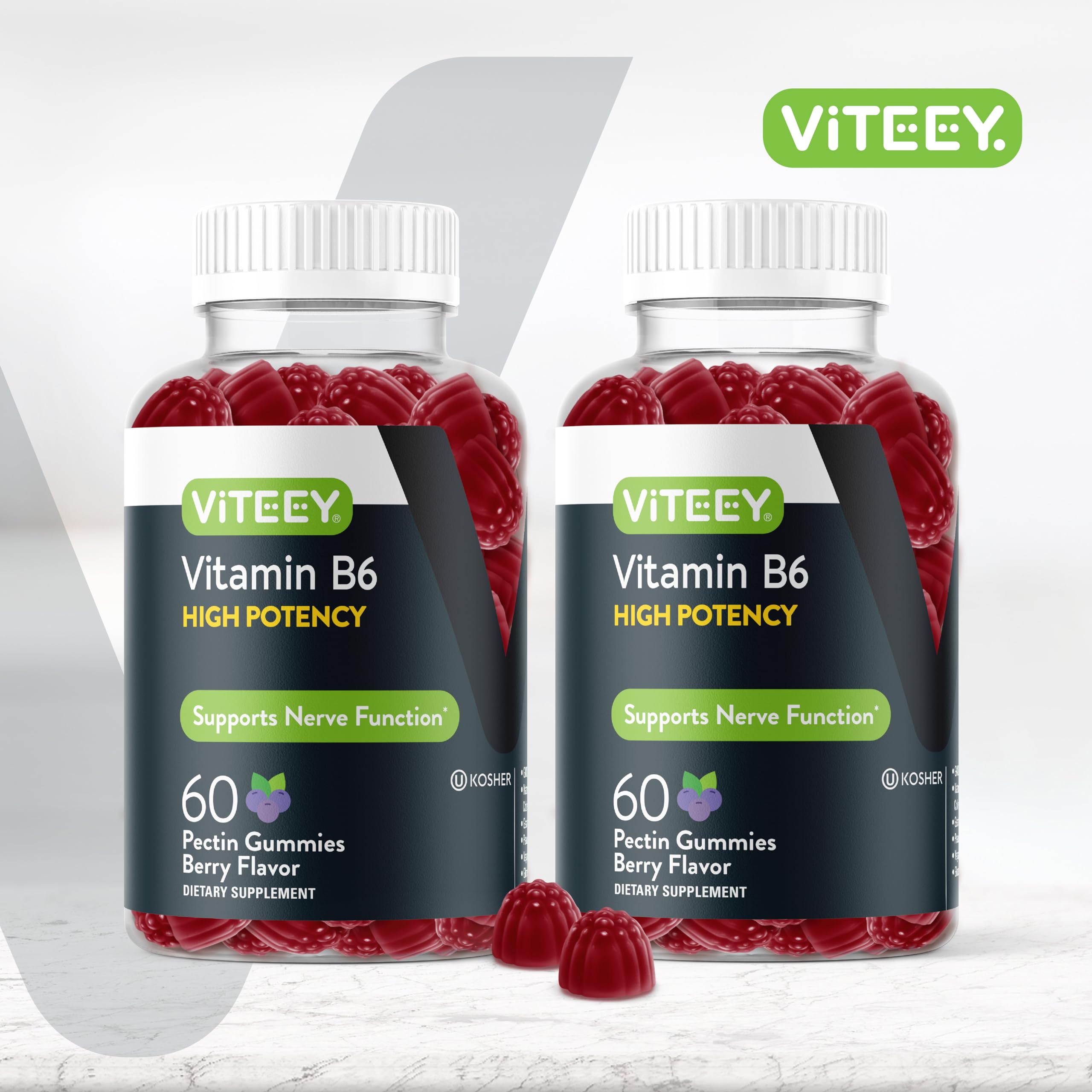 Viteey Vitamin B6 Gummies bottle side view