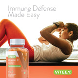 Viteey Vitamin C Gummies in a hand showing size