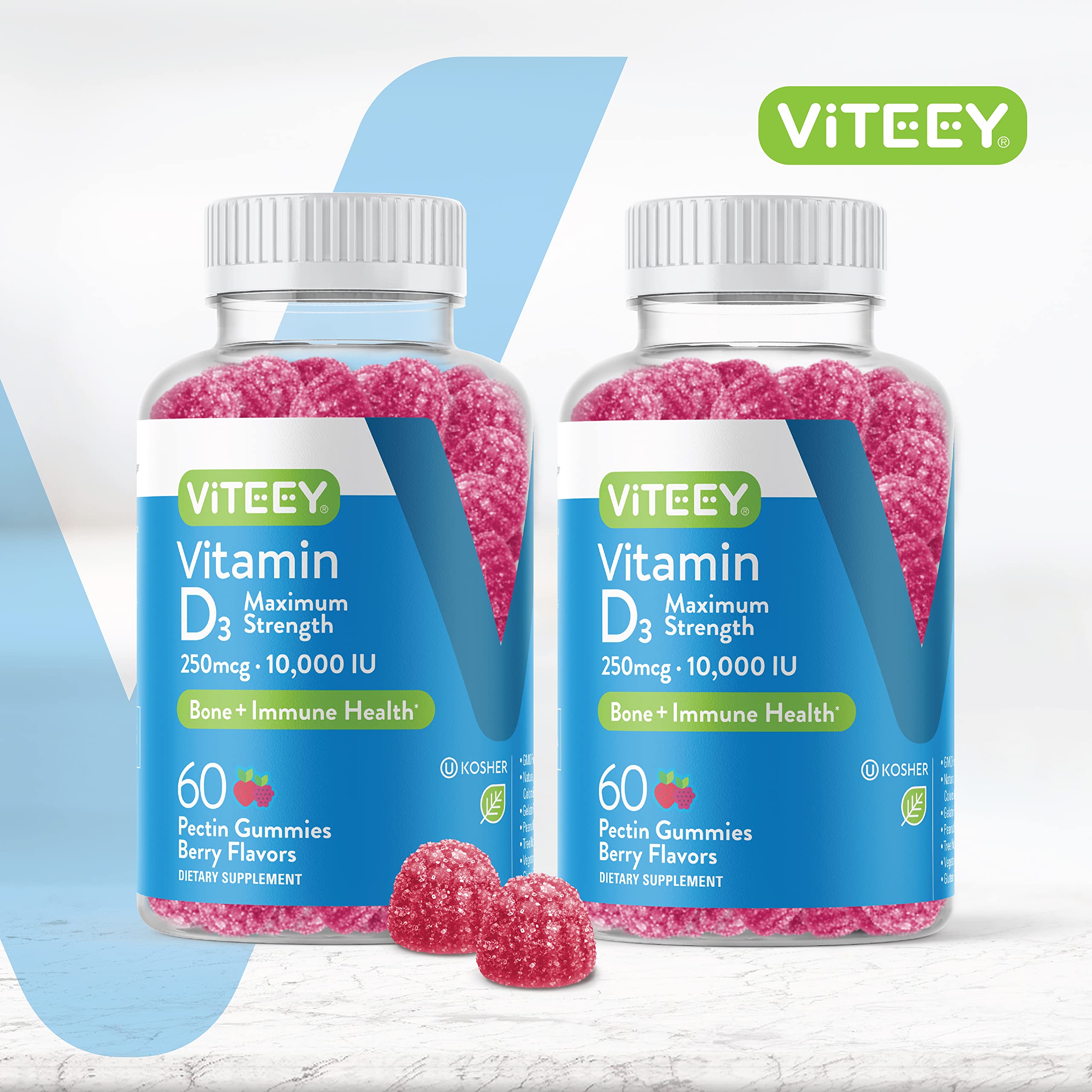 Viteey Vitamin D3 Gummies 250mcg bottle side view