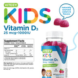 Viteey Vitamin D3 Gummies on a wooden table