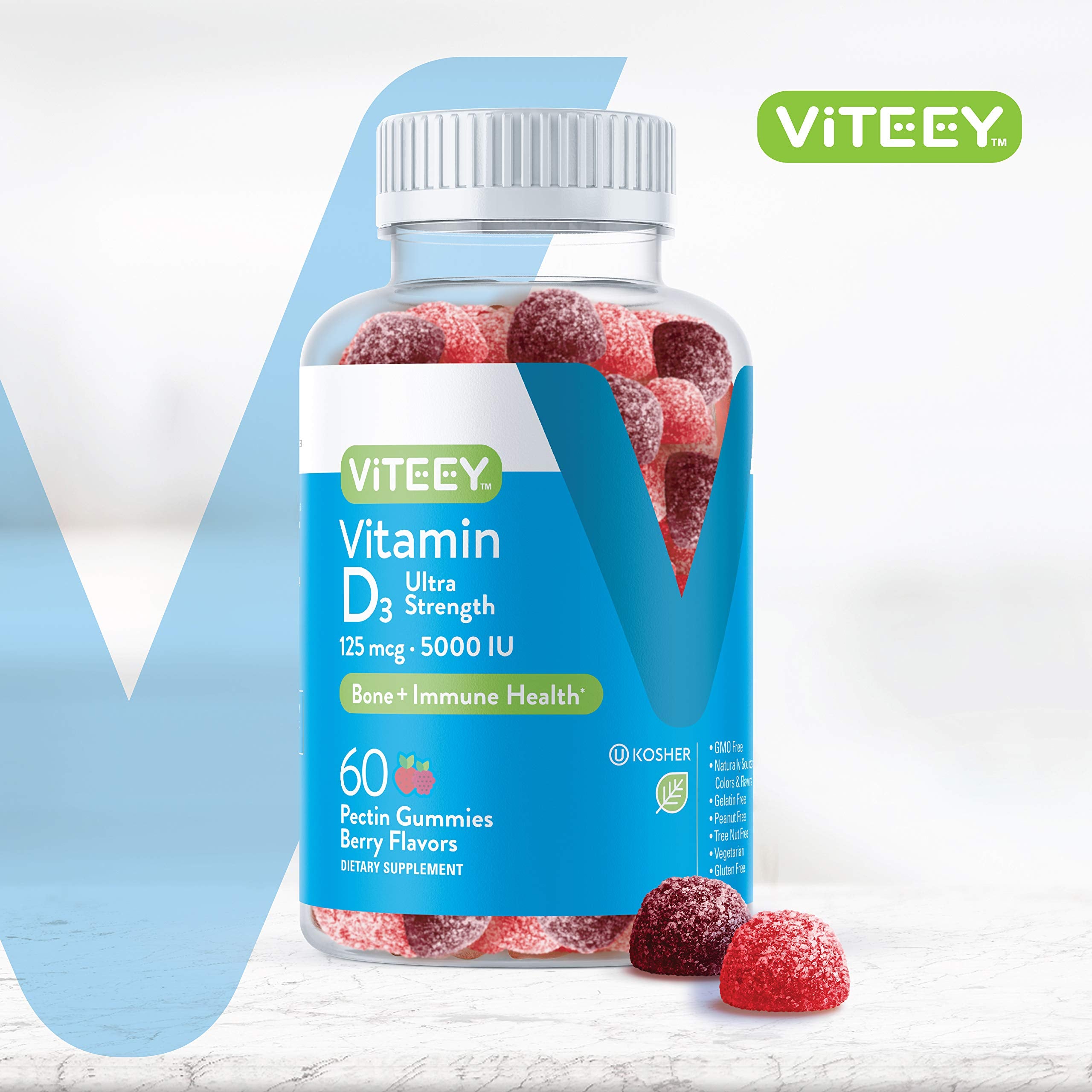 Viteey Vitamin D3 Gummies packaging side view