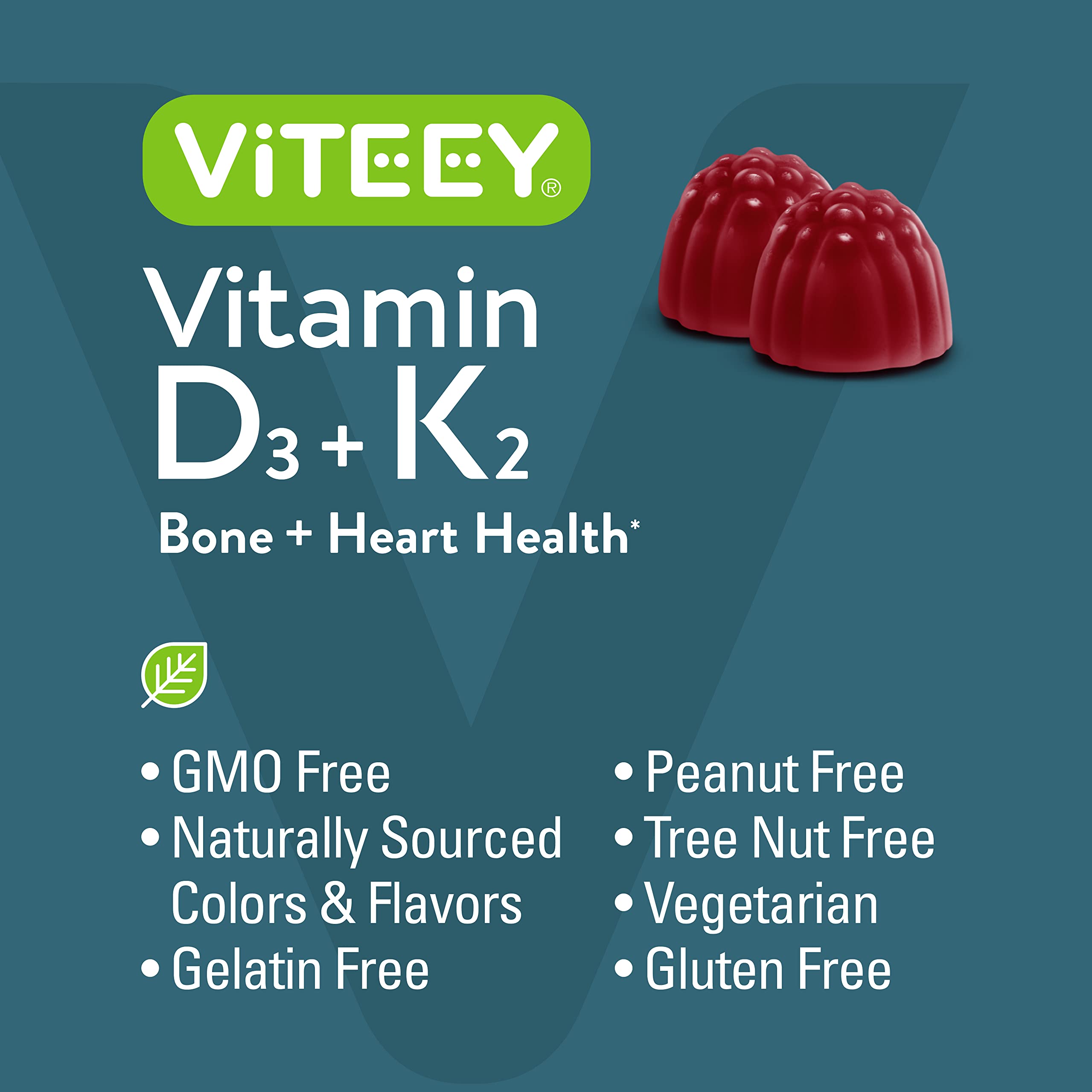 Viteey Vitamin D3 & K2 Gummies packaging side view