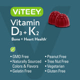 Viteey Vitamin D3 & K2 Gummies packaging side view