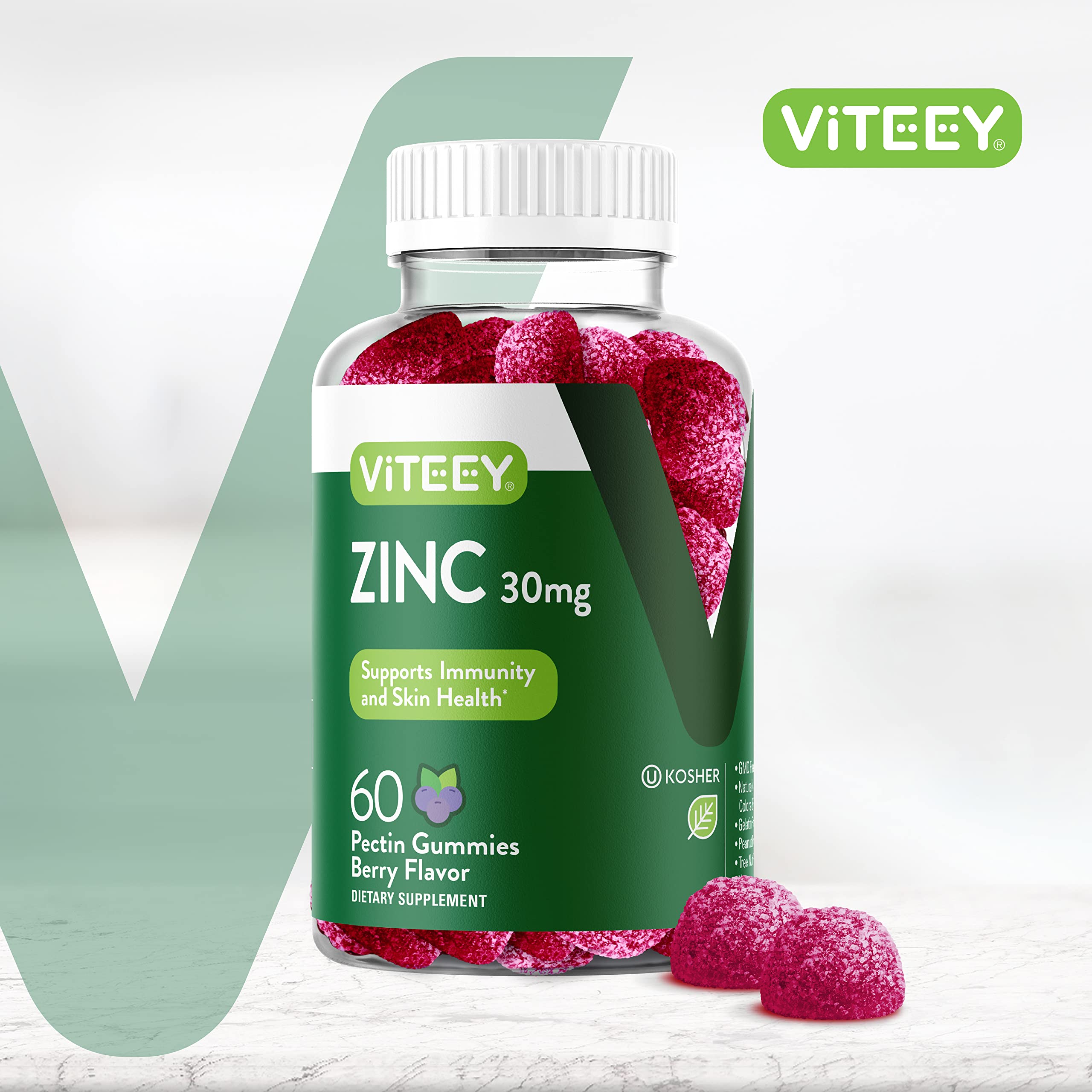 Viteey Zinc Gummies berry flavour close-up