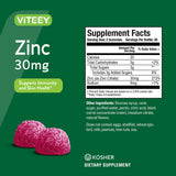 Viteey Zinc Gummies nutritional information on packaging