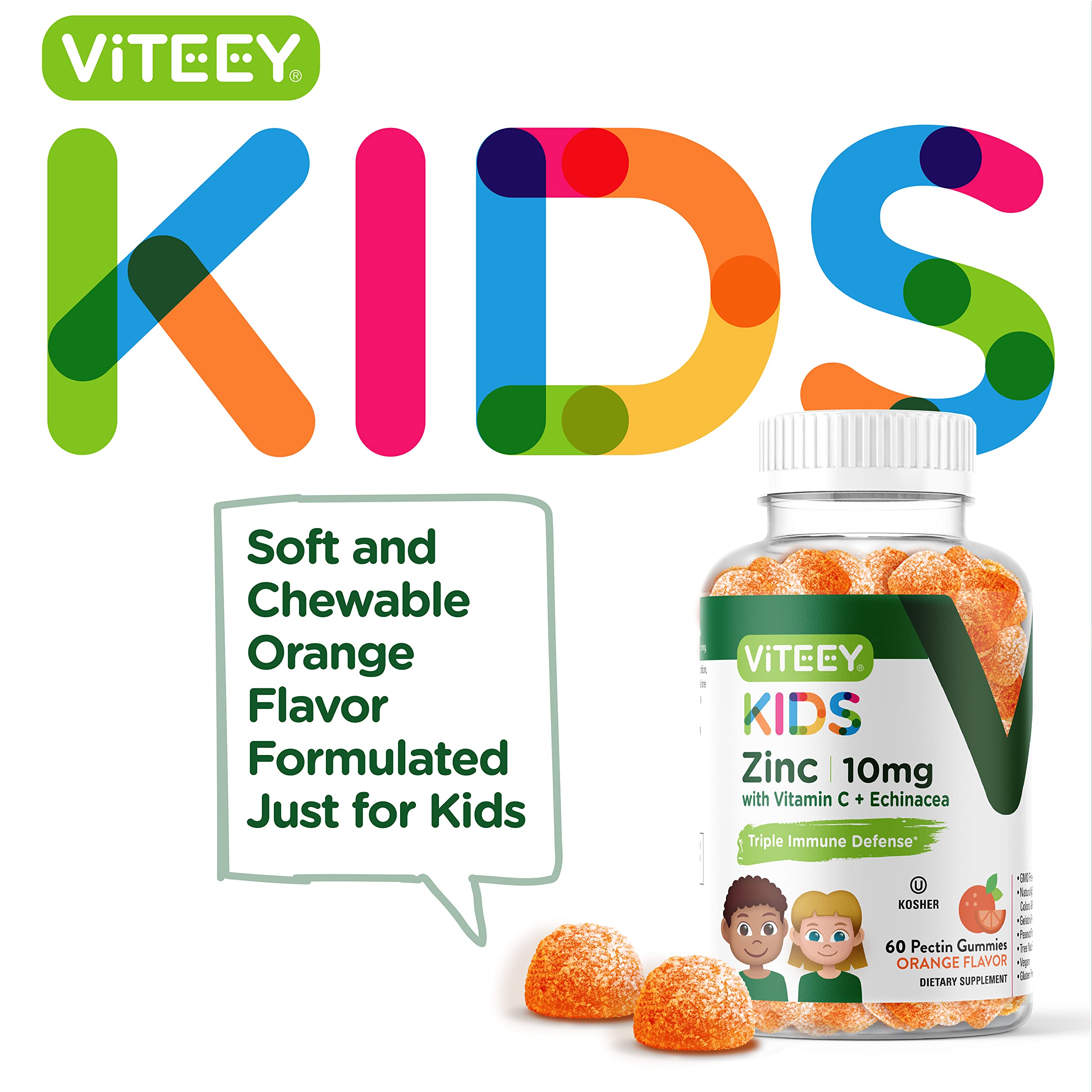 Viteey Zinc Gummies packaging side view