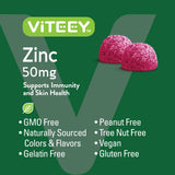Viteey Zinc Gummies packaging with nutritional information