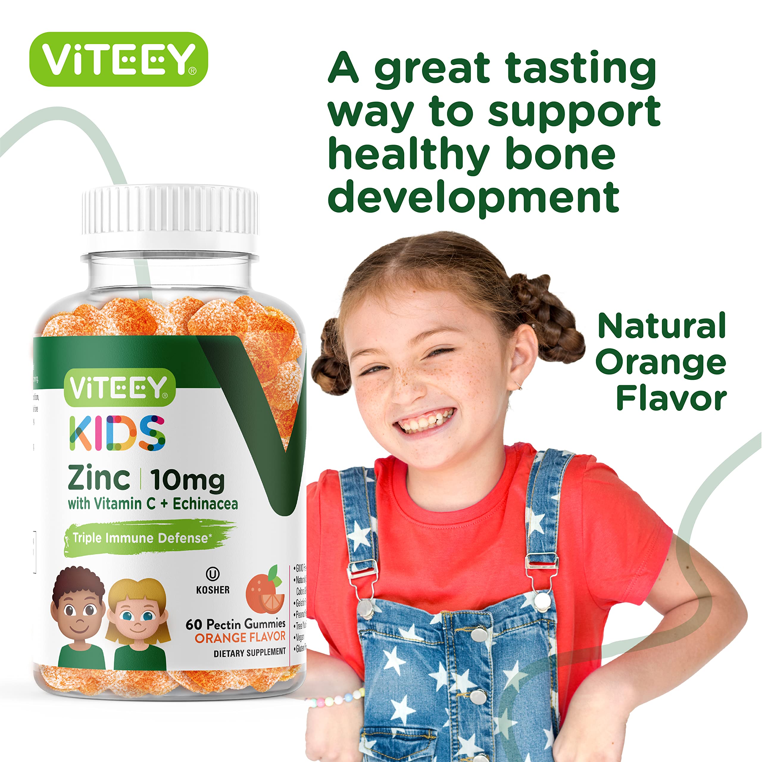 Viteey Zinc Gummies with a measuring spoon