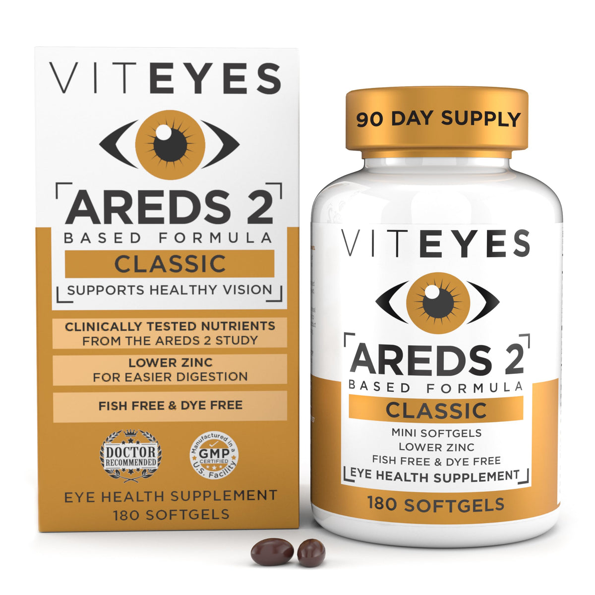 Viteyes AREDS 2 Softgels bottle front view with 180 capsules
