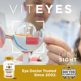 Viteyes AREDS 2 Softgels lifestyle scene with a glass of water