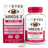 Viteyes AREDS 2 Zinc Free Eye Health Supplement 180 Capsules front view